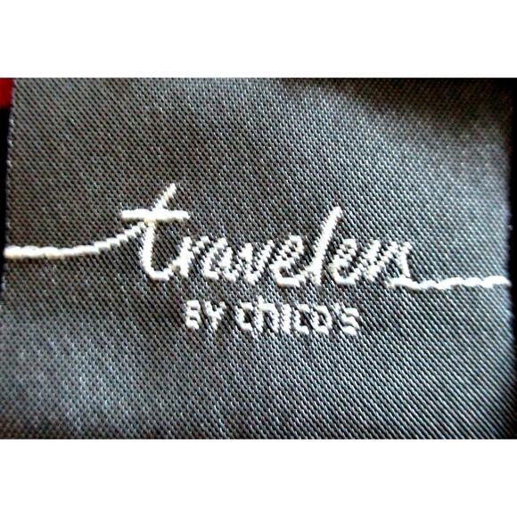 Travelers By Chico's Women's Red & Black Stretch Peek A Boo Shoulder Shirt Sm. - Picture 9 of 12